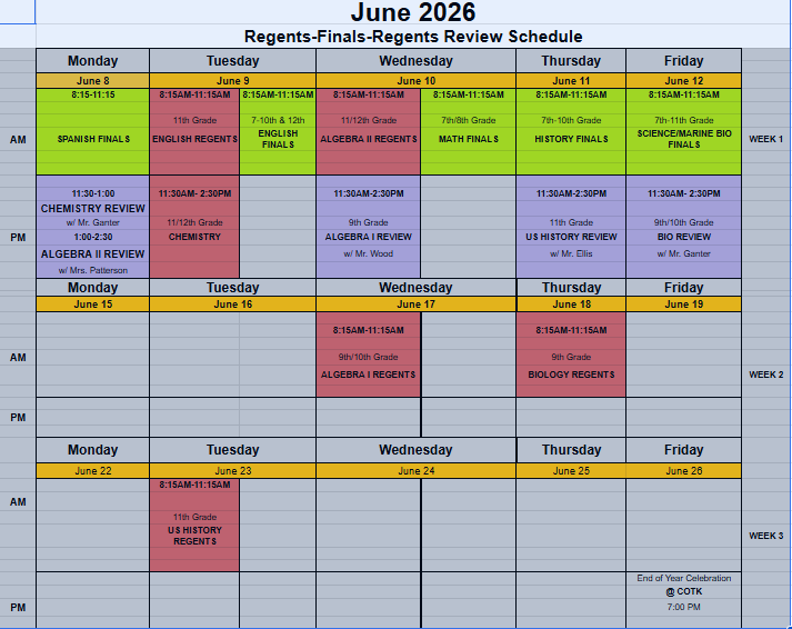 2026 Exam Schedule 